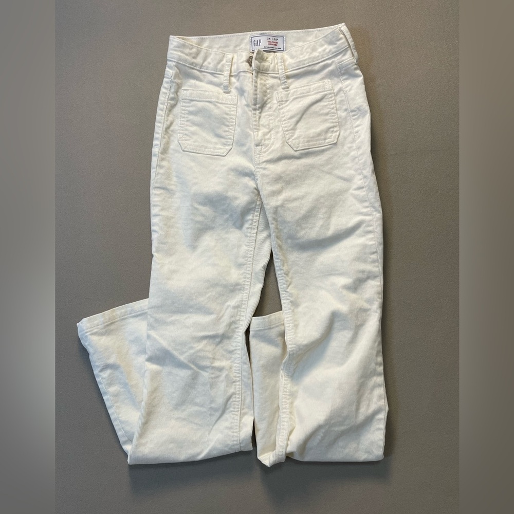 Gap 70’s Flare Corduroy Pants women’s size 24 / 00p cream white high rise